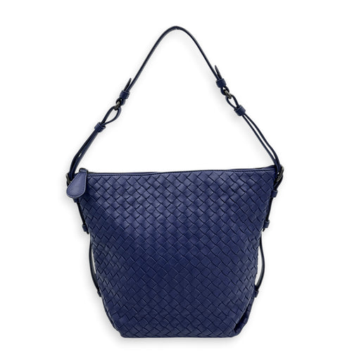 Intrecciato Purple Shoulder Bag in Nappa Leather, Ruthenium hardware