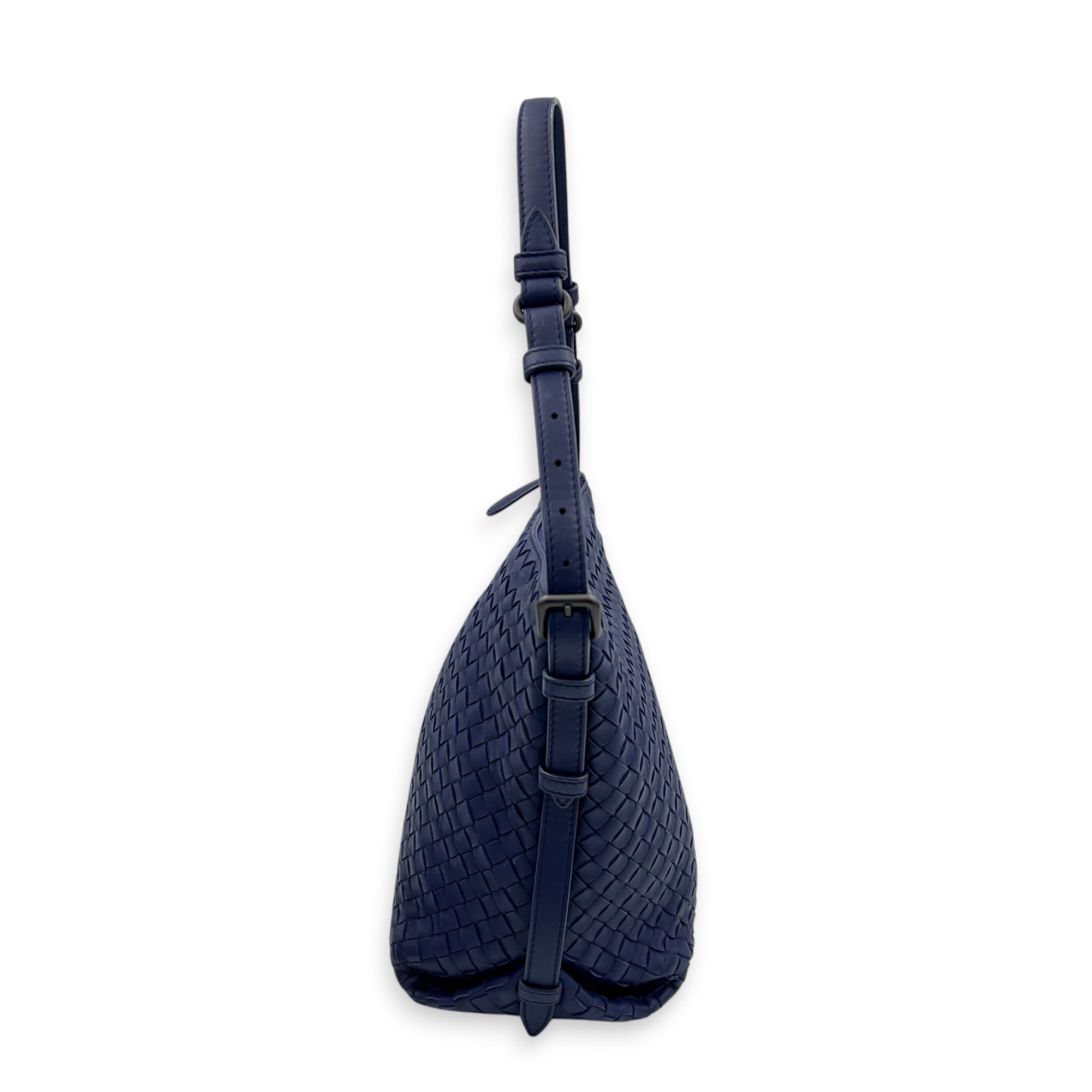 Intrecciato Purple Shoulder Bag in Nappa Leather, Ruthenium hardware