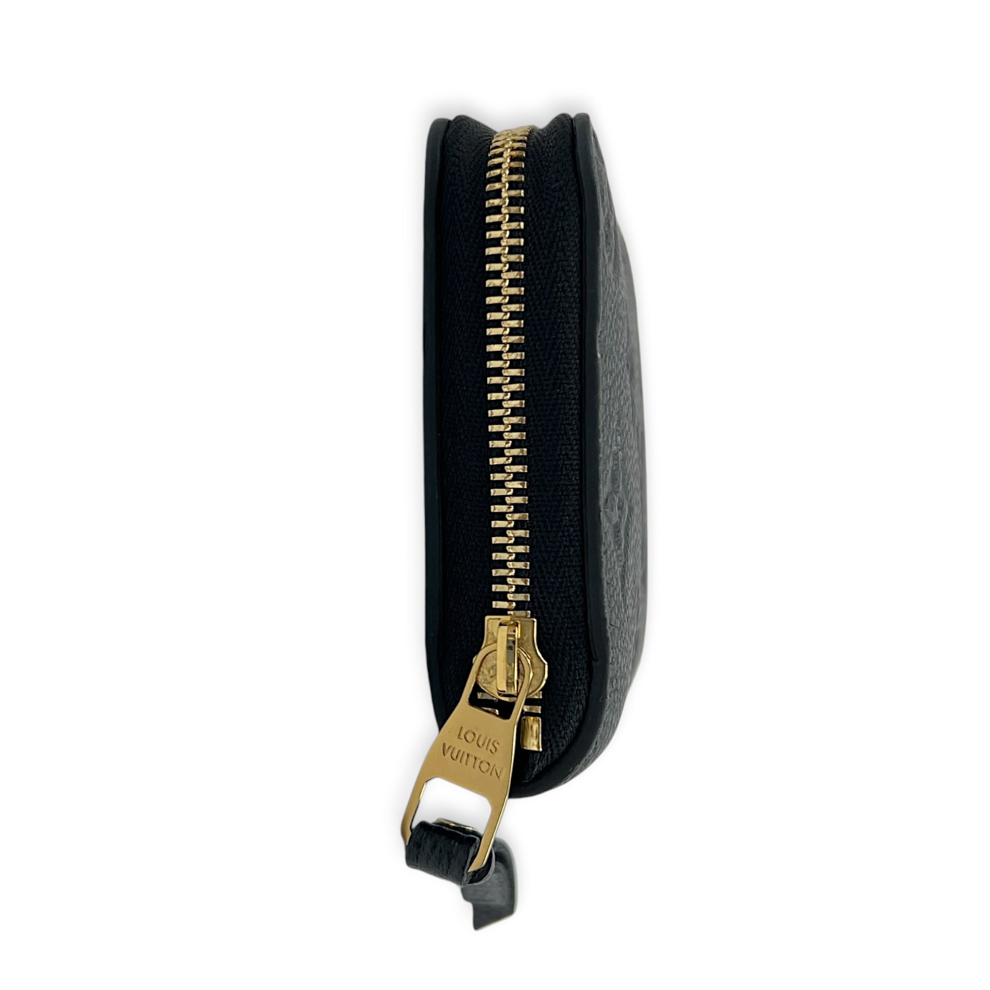 Zippy Wallet Compact Noir in Monogram Empreinte Leather, Silver hardware