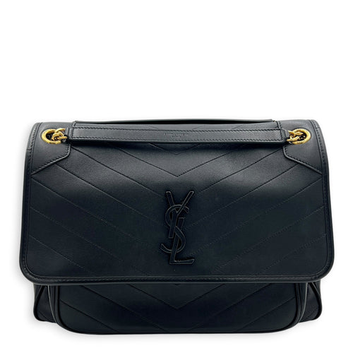Niki Shoulder Bag Black in Lambskin, Gold hardware
