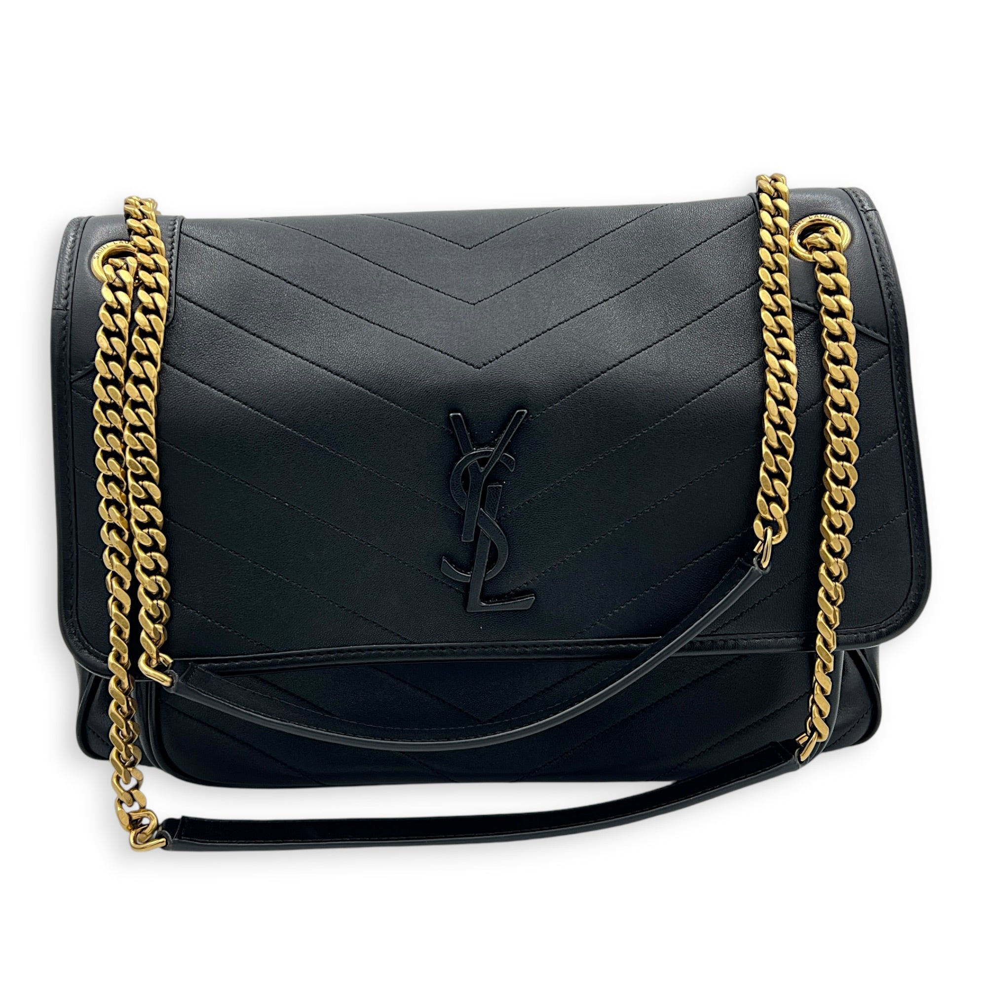 Niki Shoulder Bag Black in Lambskin, Gold hardware