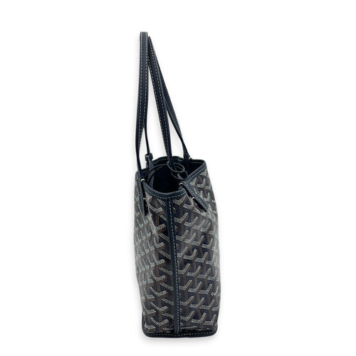 Anjou Mini Navy with Universal Clip Tote Bag in Coated Canvas, Silver hardware