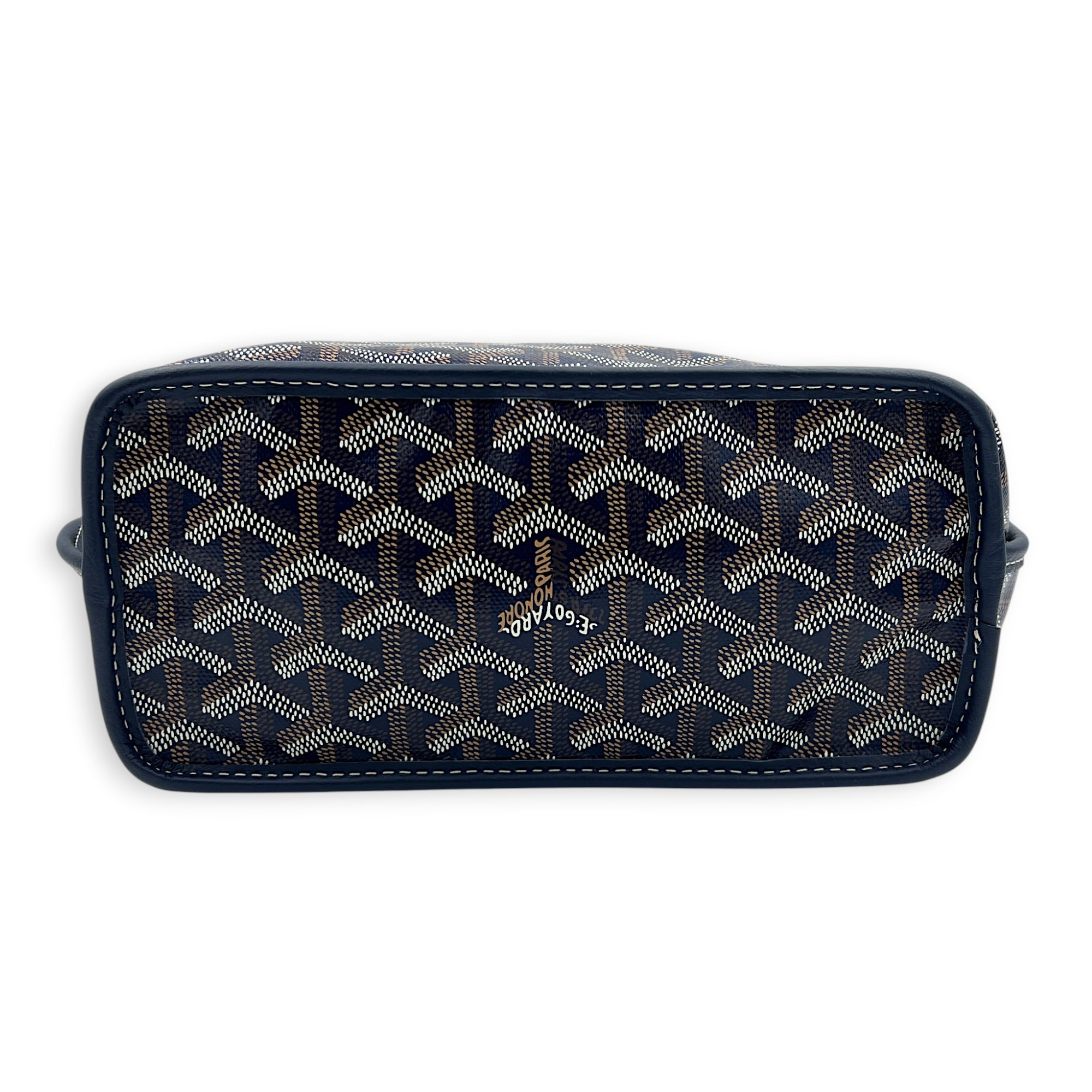 Anjou Mini Navy with Universal Clip Tote Bag in Coated Canvas, Silver hardware