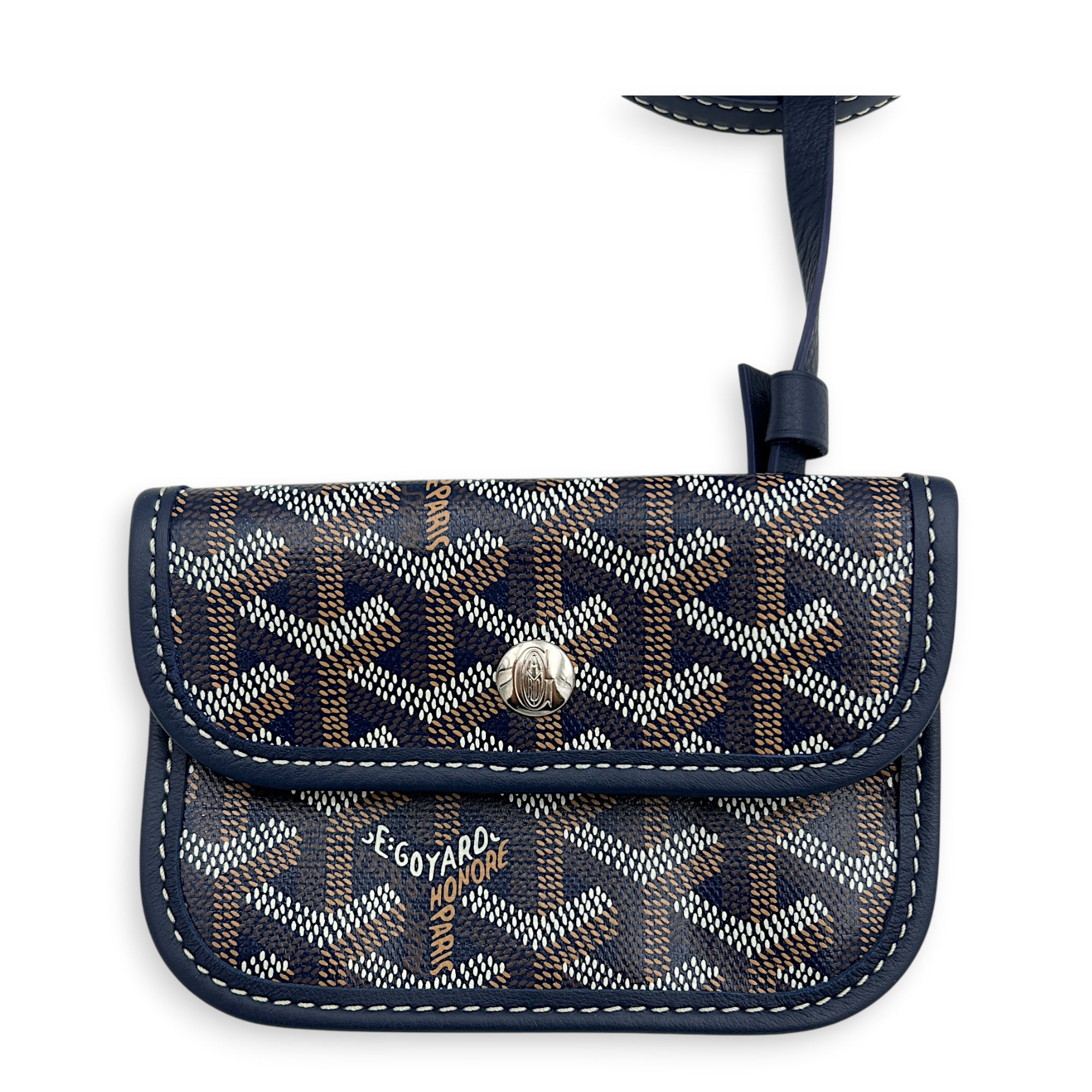 Anjou Mini Navy with Universal Clip Tote Bag in Coated Canvas, Silver hardware