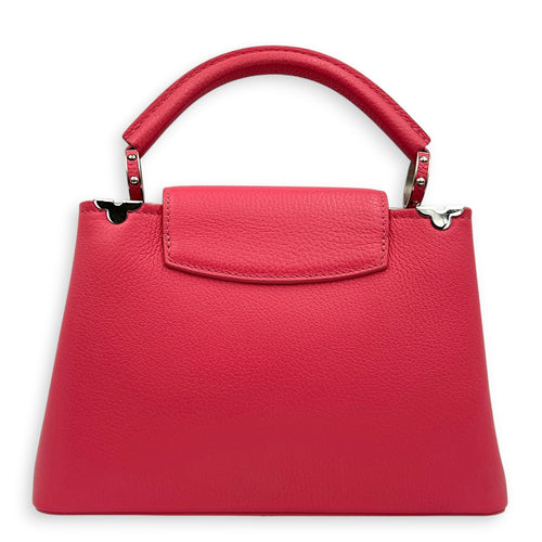 Capucines Top Handle Bag BB Pink in Taurillon Leather, Silver hardware