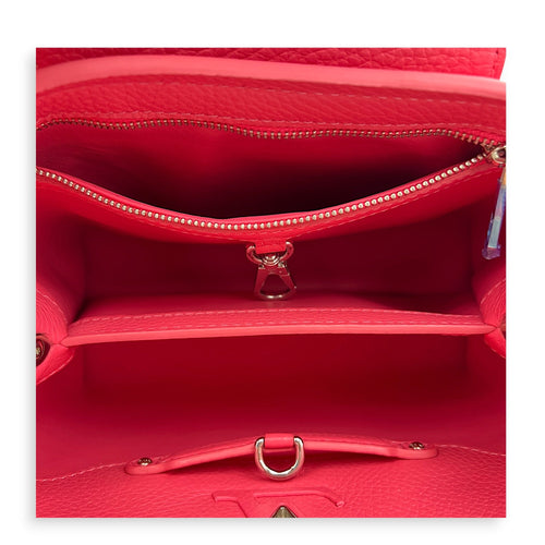 Capucines Top Handle Bag BB Pink in Taurillon Leather, Silver hardware