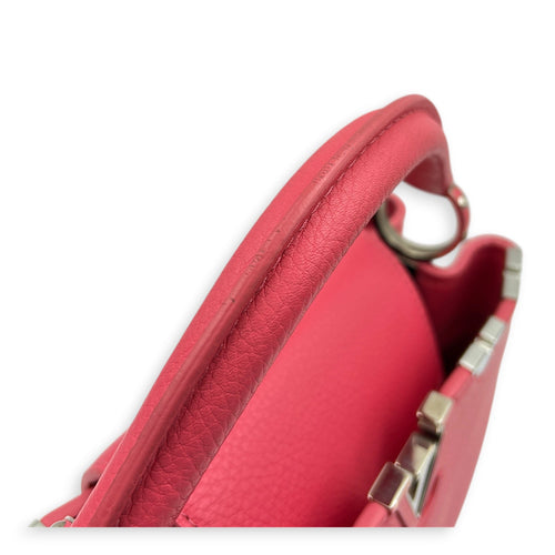 Capucines Top Handle Bag BB Pink in Taurillon Leather, Silver hardware