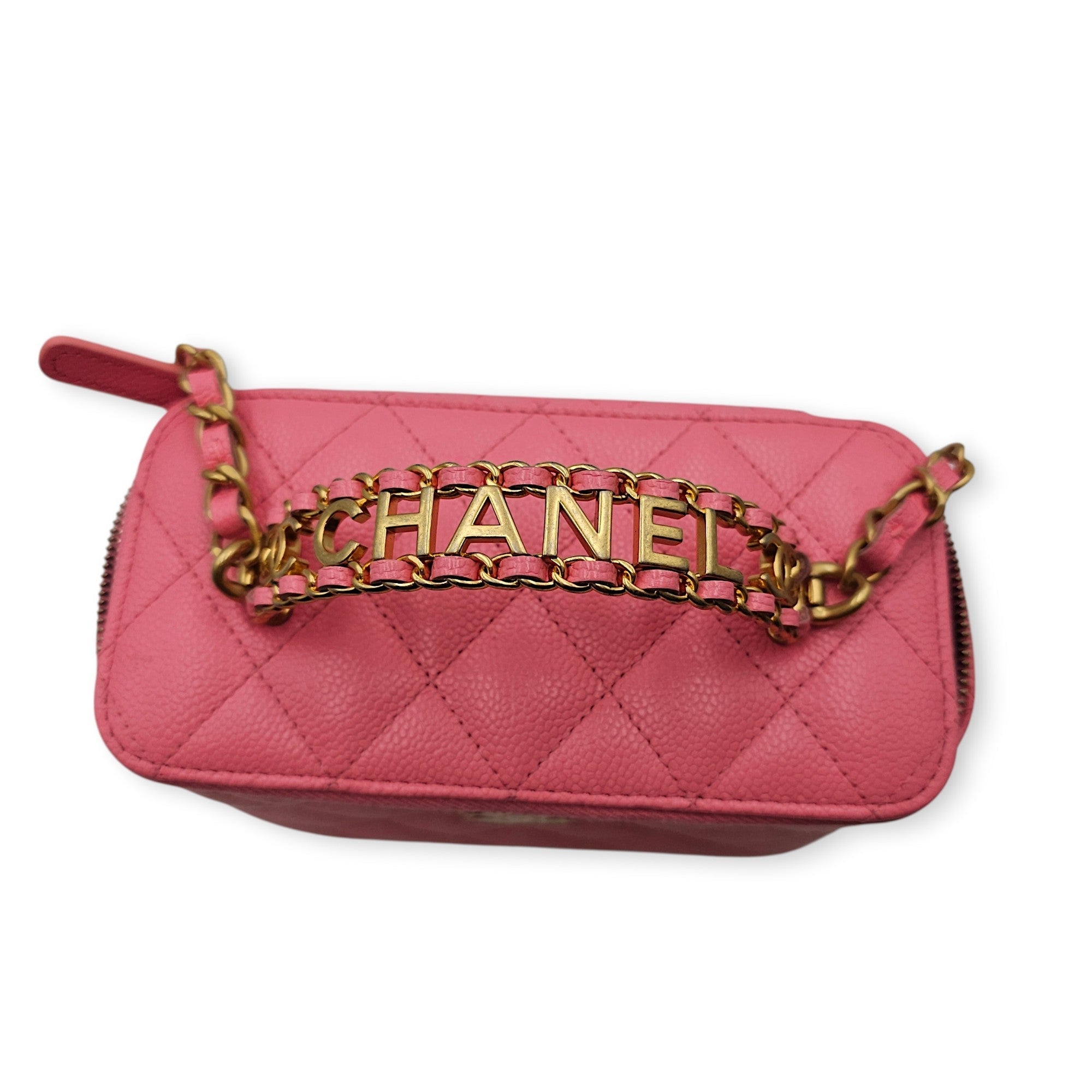 Vanity Rectangular Case Mini Pink Crossbody Bag in Caviar Leather Gold hardware SL2506-12987 11
