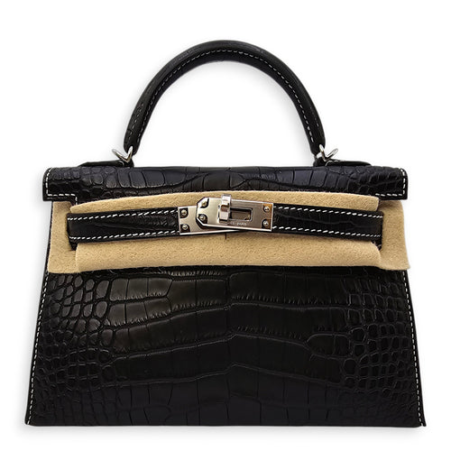 Kelly 20 Black in Matte Alligator Palladium hardware