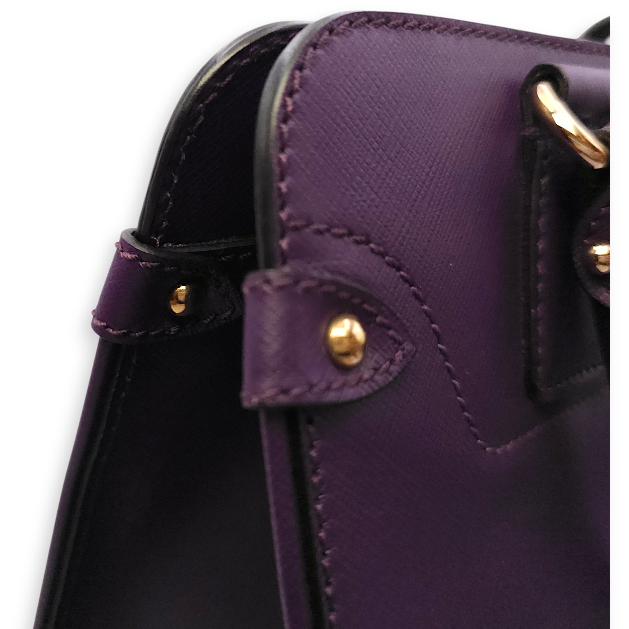 Briana Purple Top Handle Bag in Calfskin Gold hardware SL2603-20056 14