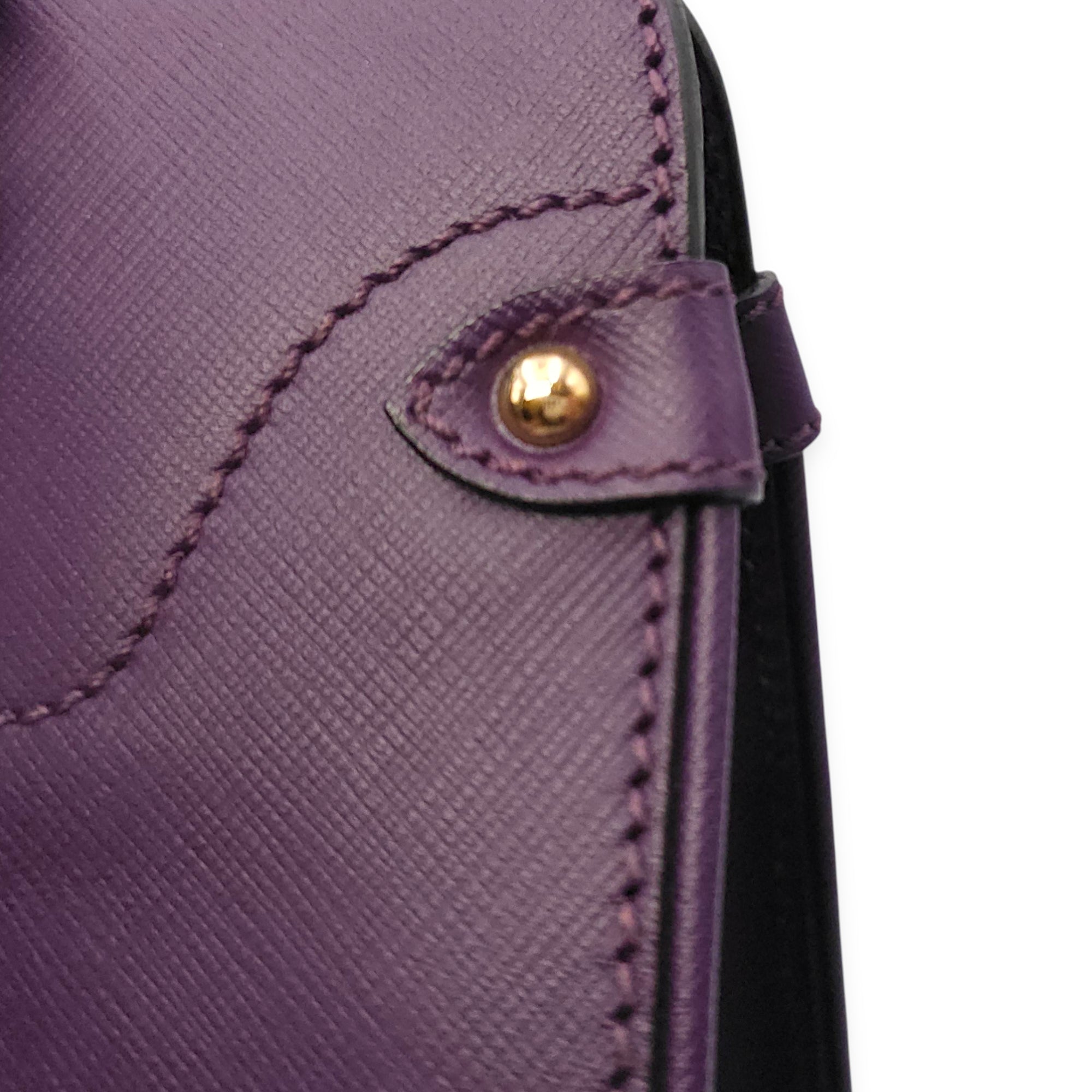 Briana Purple Top Handle Bag in Calfskin Gold hardware SL2603-20056 17