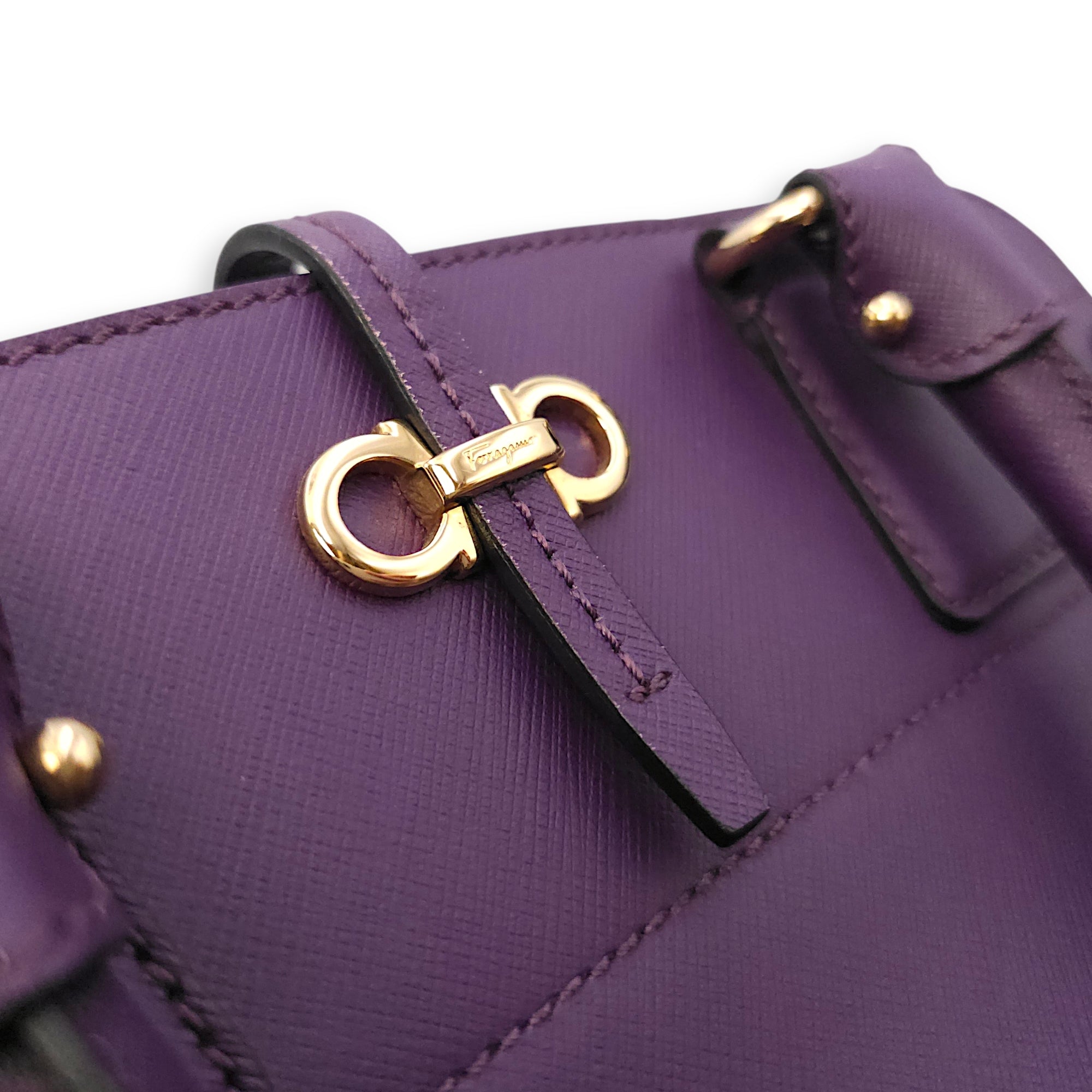 Briana Purple Top Handle Bag in Calfskin Gold hardware SL2603-20056 7