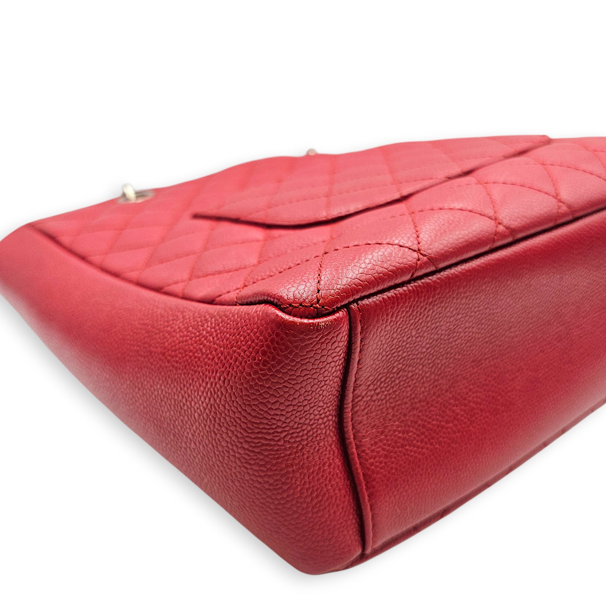 PST XL Red Shoulder Bag in Caviar Leather Silver hardware SL2603-20058 10