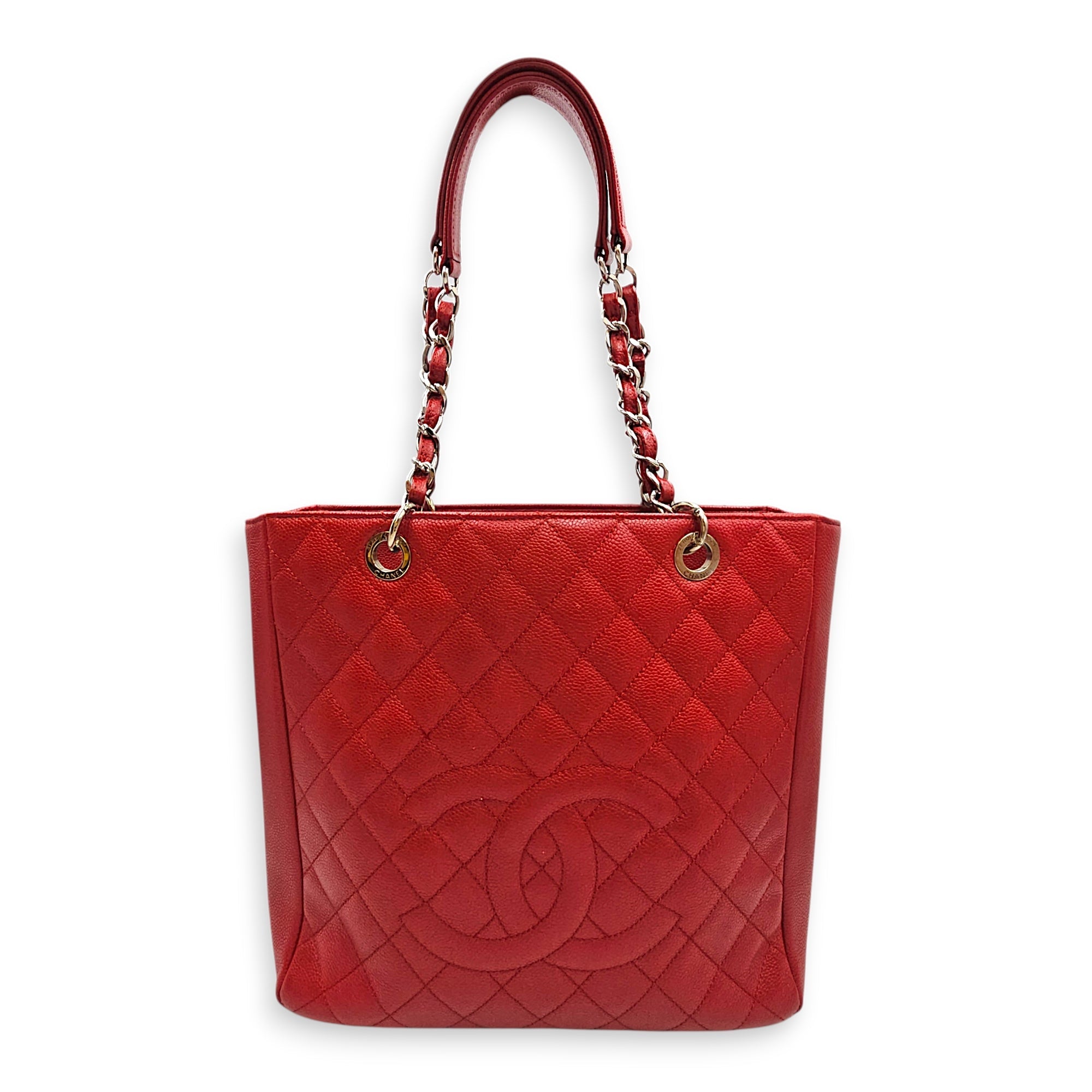 PST XL Red Shoulder Bag in Caviar Leather Silver hardware SL2603-20058 13