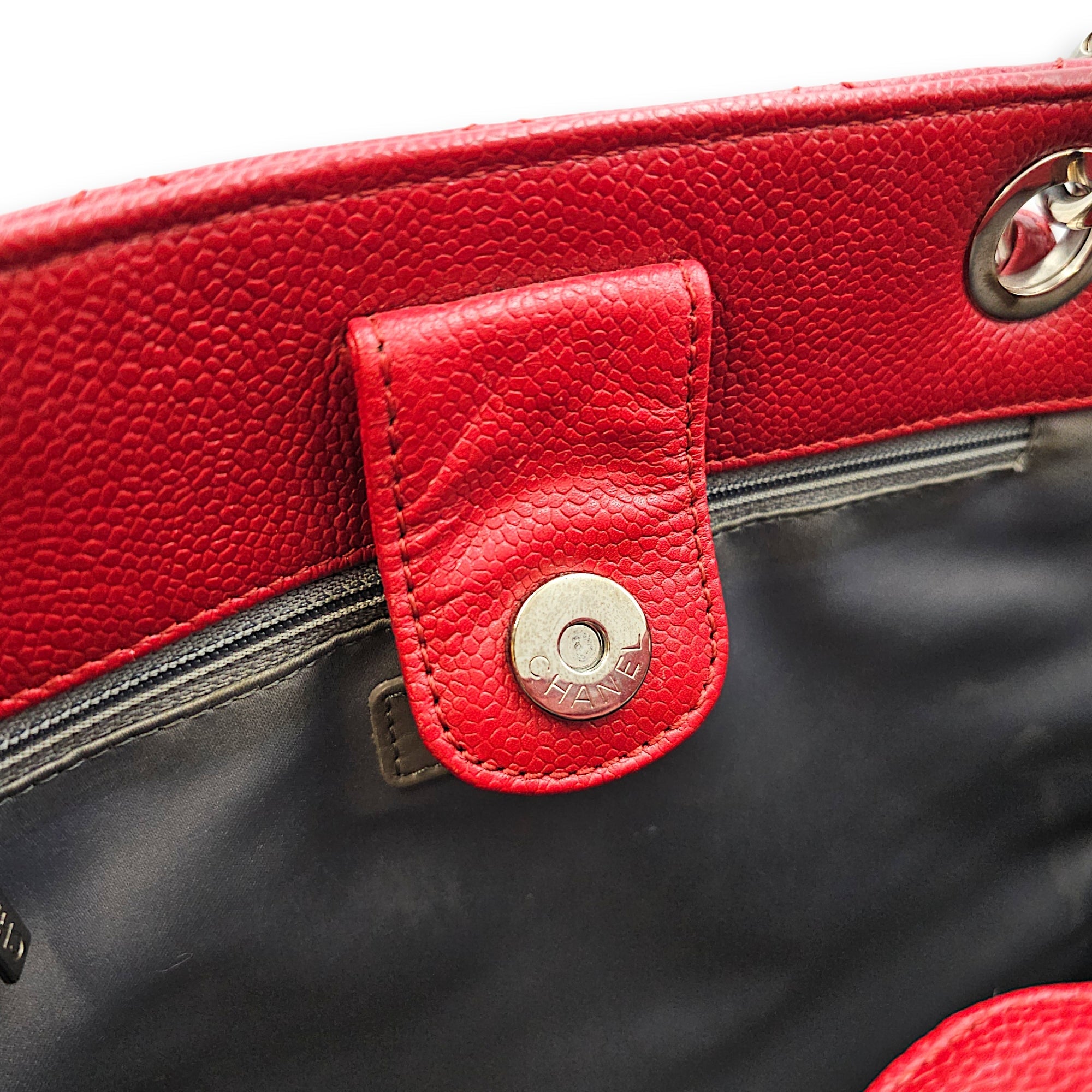 PST XL Red Shoulder Bag in Caviar Leather Silver hardware SL2603-20058 7