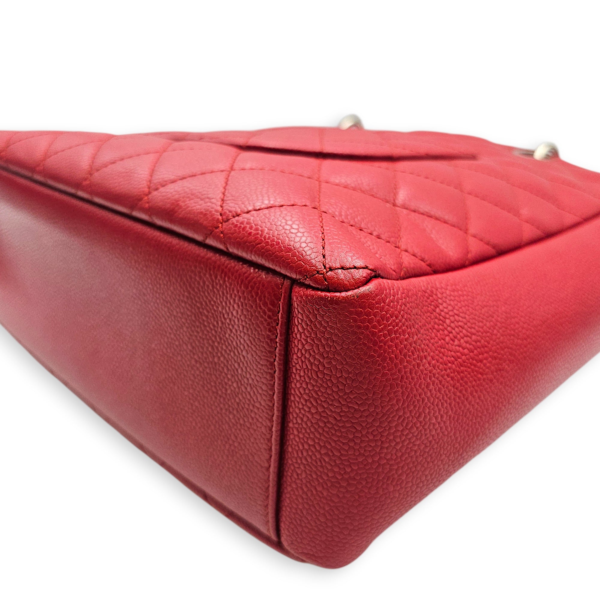 PST XL Red Shoulder Bag in Caviar Leather Silver hardware SL2603-20058 9