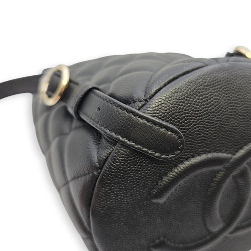 Duma Small Black Backpack in Calfskin Gold hardware SL2603-20060 10