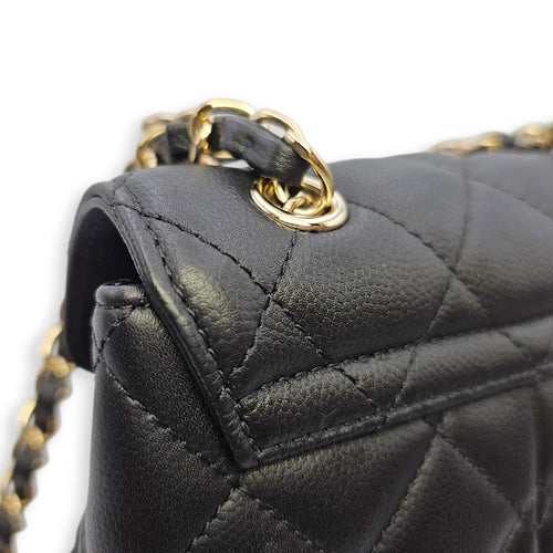 Duma Small Black Backpack in Calfskin Gold hardware SL2603-20060 14