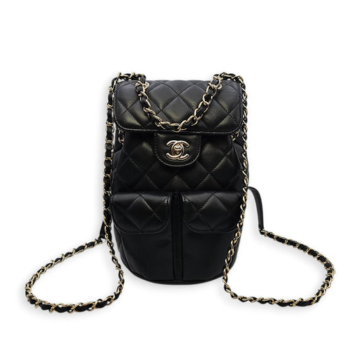 Duma Small Black Backpack in Calfskin Gold hardware SL2603-20060 15