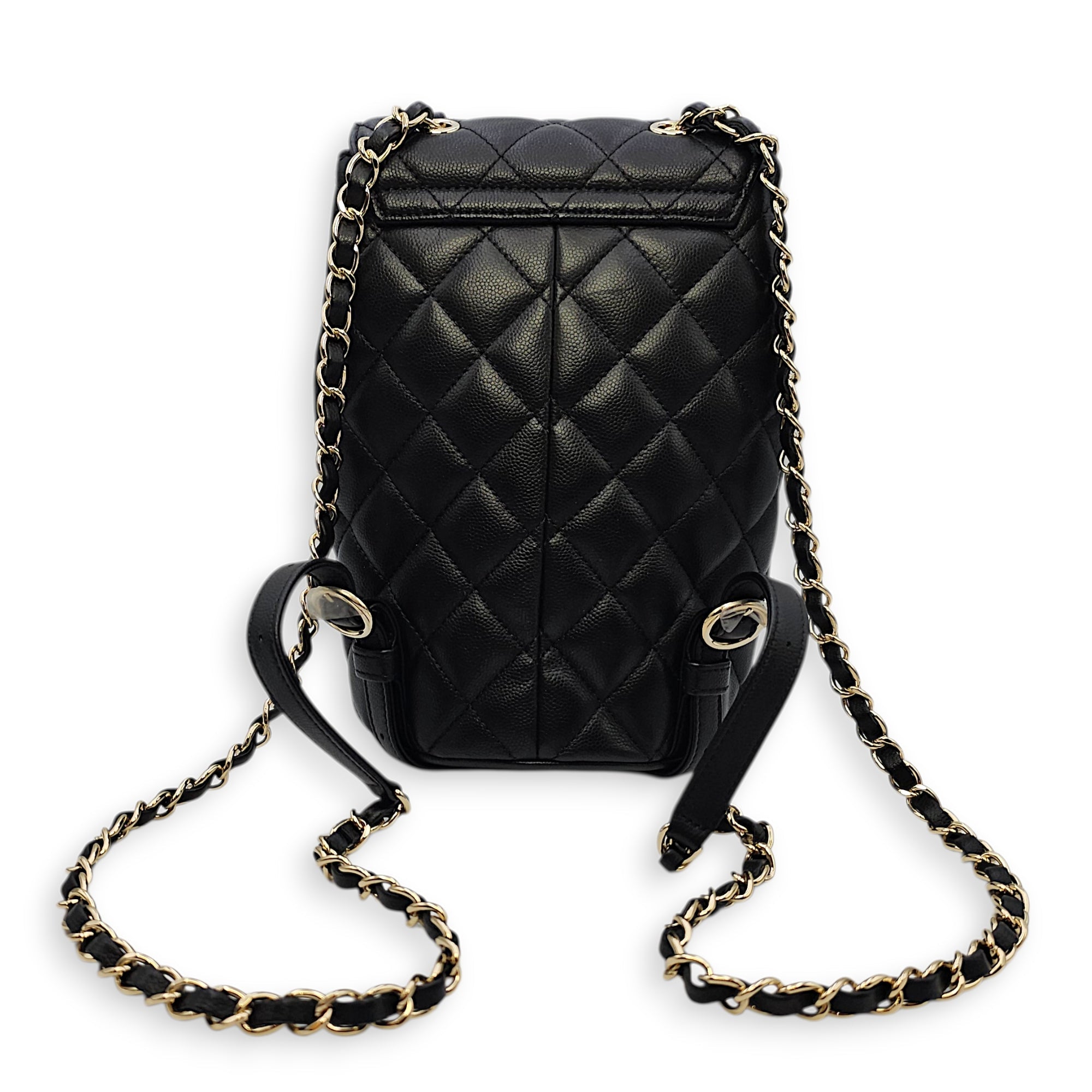 Duma Small Black Backpack in Calfskin Gold hardware SL2603-20060 2