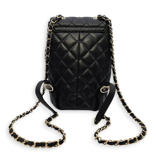 Duma Small Black Backpack in Calfskin Gold hardware SL2603-20060 2