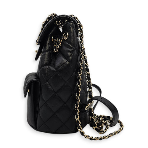 Duma Small Black Backpack in Calfskin Gold hardware SL2603-20060 4