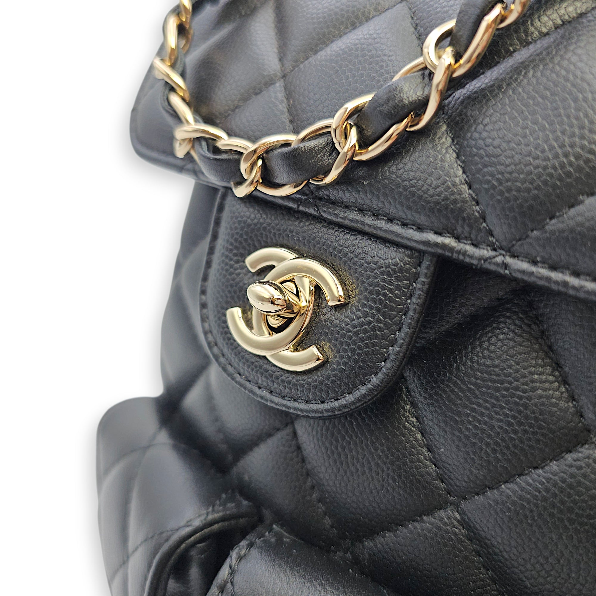 Duma Small Black Backpack in Calfskin Gold hardware SL2603-20060 7