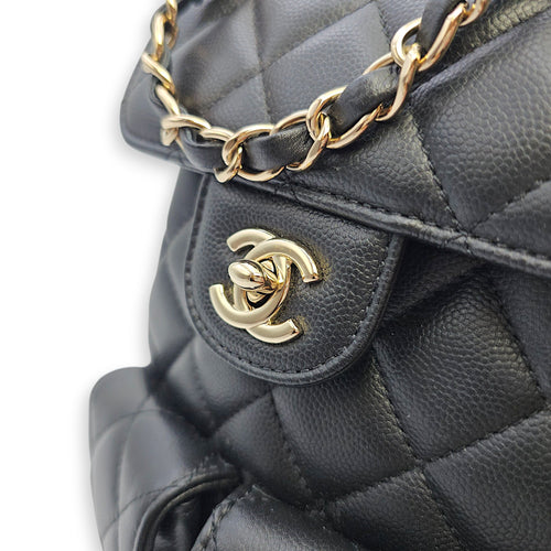 Duma Small Black Backpack in Calfskin Gold hardware SL2603-20060 7