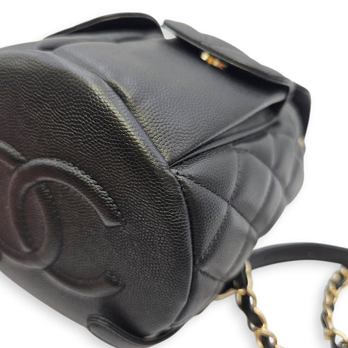 Duma Small Black Backpack in Calfskin Gold hardware SL2603-20060 8