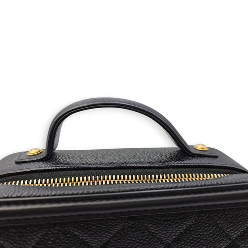 CC Filigree Vanity Case with Strap Small Black Crossbody Bag in Caviar Leather Gold hardware SL2603-20061 12