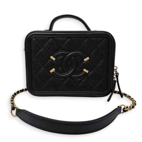 CC Filigree Vanity Case with Strap Small Black Crossbody Bag in Caviar Leather Gold hardware SL2603-20061 14
