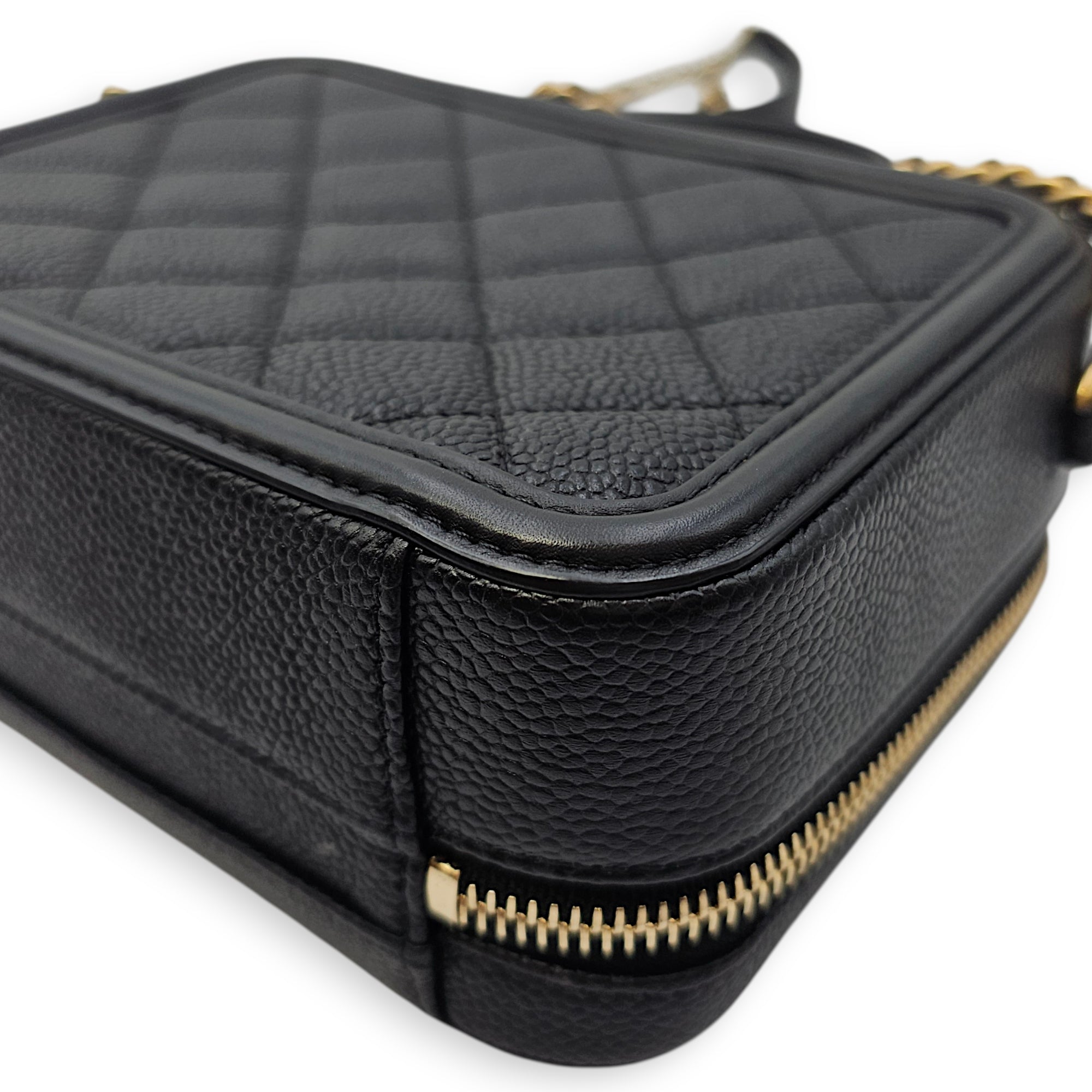 CC Filigree Vanity Case with Strap Small Black Crossbody Bag in Caviar Leather Gold hardware SL2603-20061 7