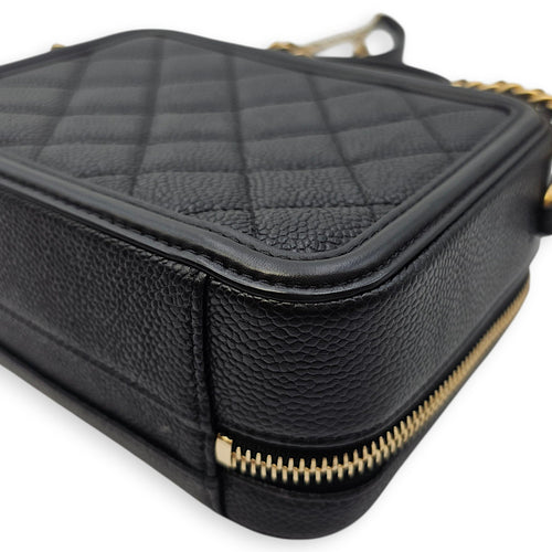 CC Filigree Vanity Case with Strap Small Black Crossbody Bag in Caviar Leather Gold hardware SL2603-20061 7