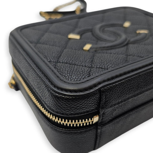 CC Filigree Vanity Case with Strap Small Black Crossbody Bag in Caviar Leather Gold hardware SL2603-20061 8