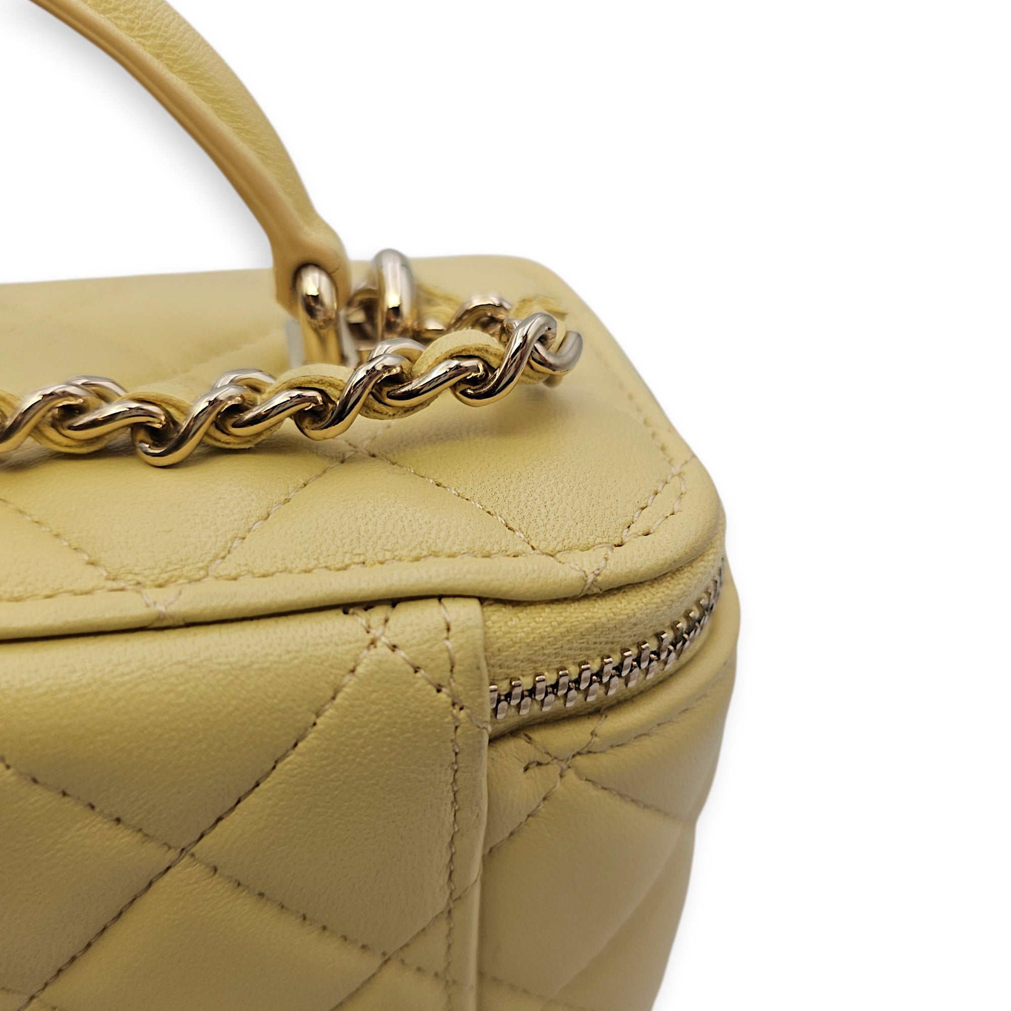Vanity Case with Strap Yellow Crossbody Bag in Lambskin Gold hardware