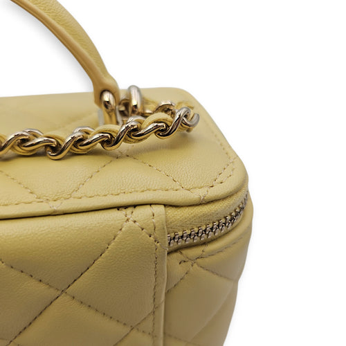 Vanity Case with Strap Yellow Crossbody Bag in Lambskin Gold hardware