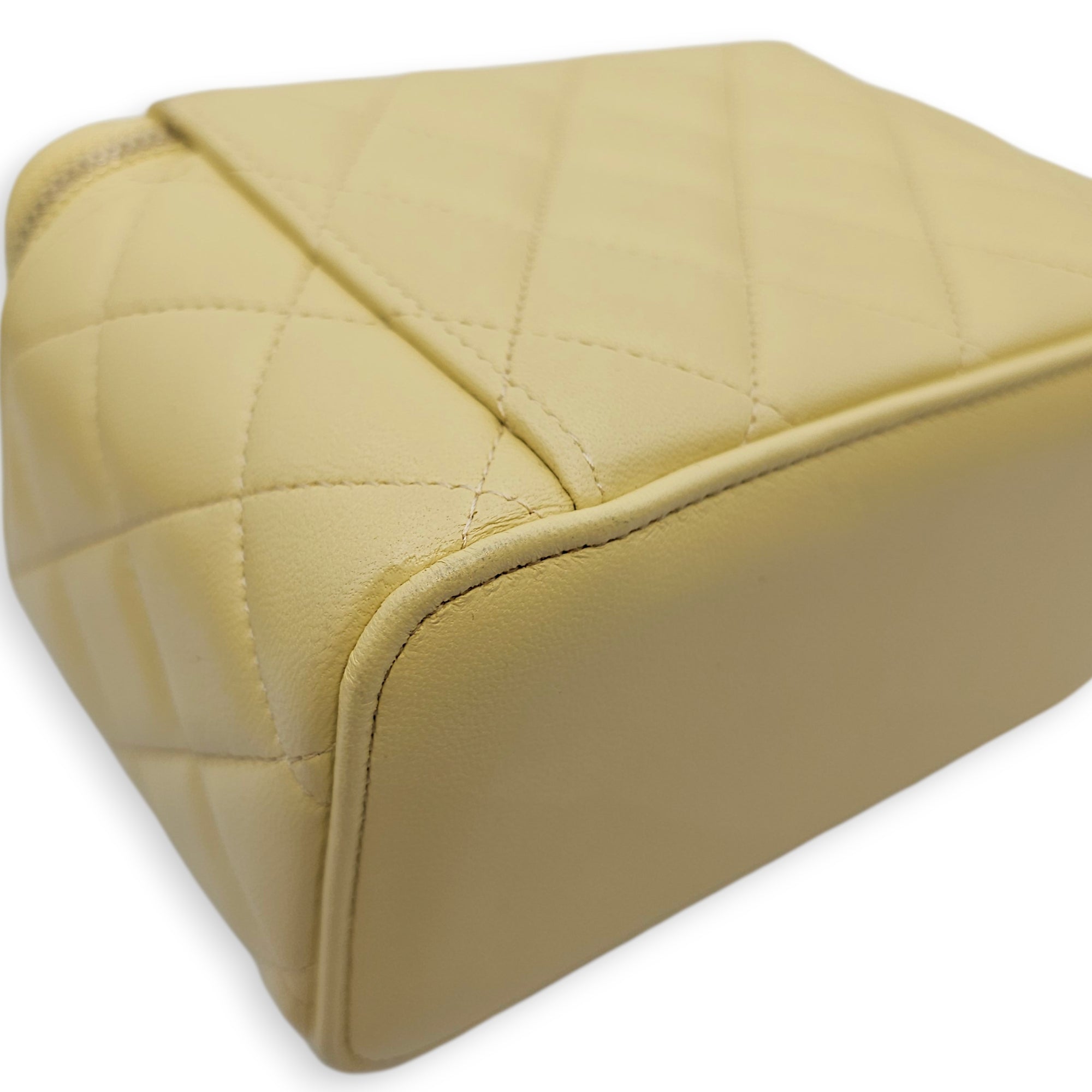Vanity Case with Strap Yellow Crossbody Bag in Lambskin Gold hardware
