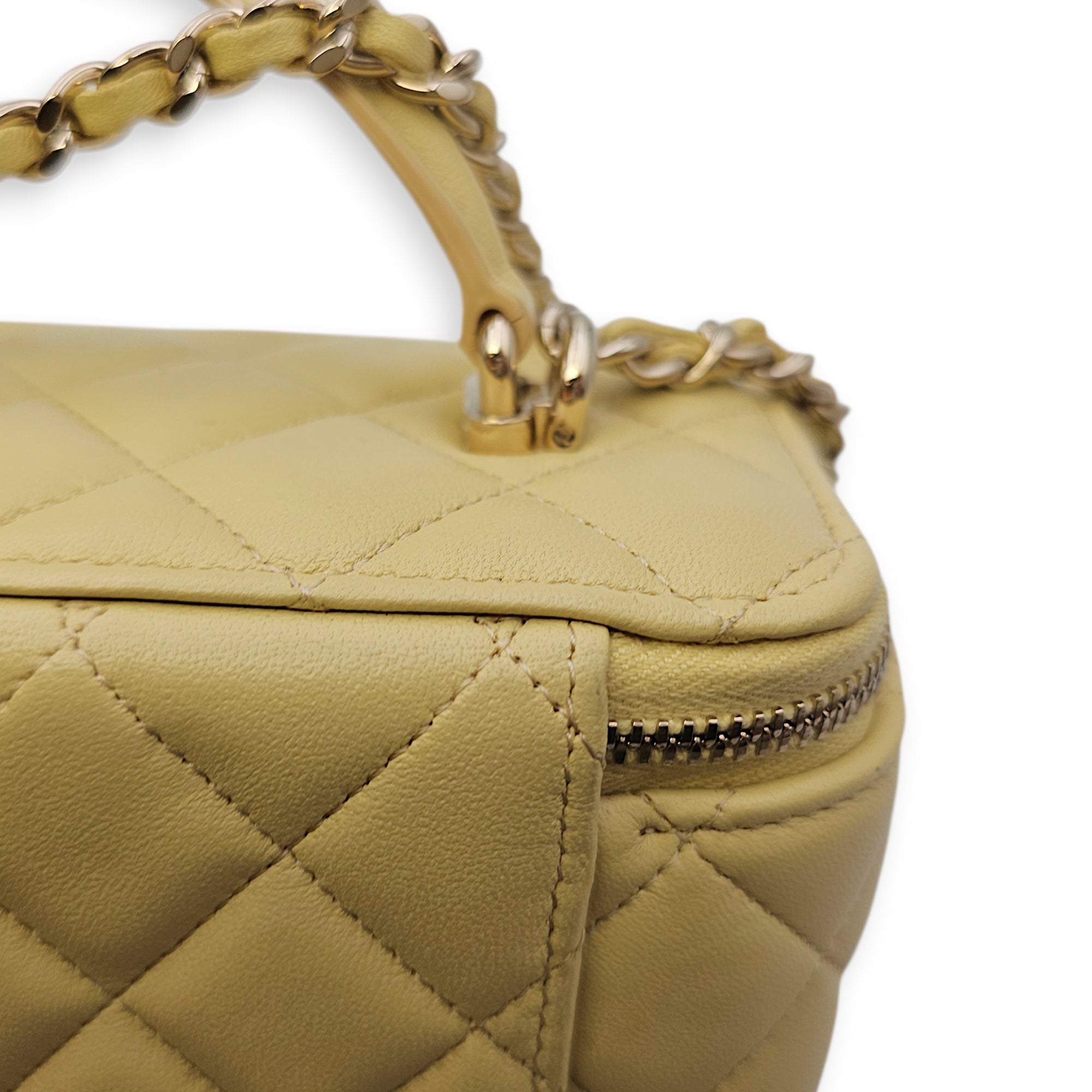 Vanity Case with Strap Yellow Crossbody Bag in Lambskin Gold hardware