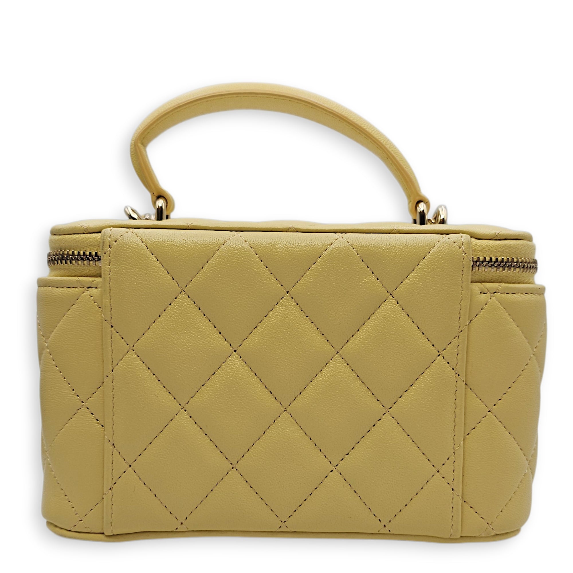 Vanity Case with Strap Yellow Crossbody Bag in Lambskin Gold hardware