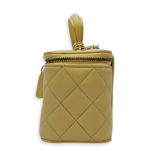 Vanity Case with Strap Yellow Crossbody Bag in Lambskin Gold hardware