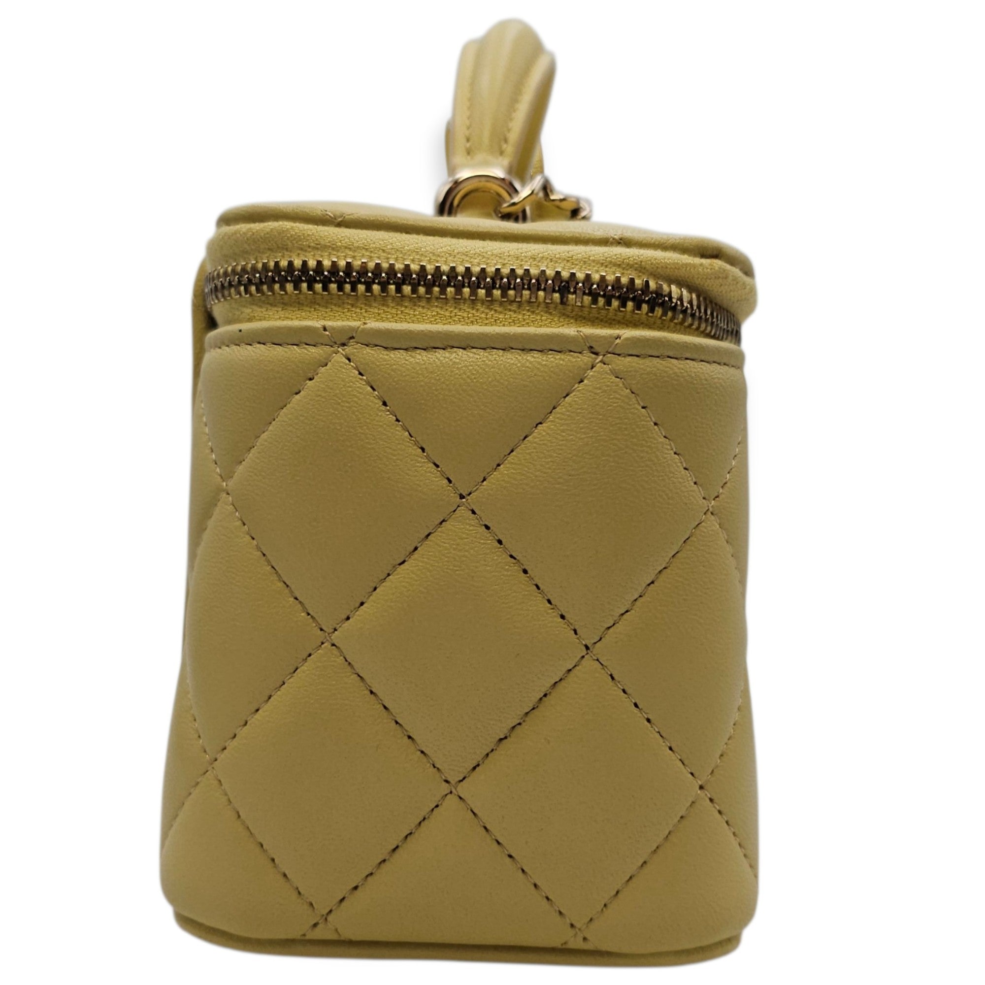 Vanity Case with Strap Yellow Crossbody Bag in Lambskin Gold hardware