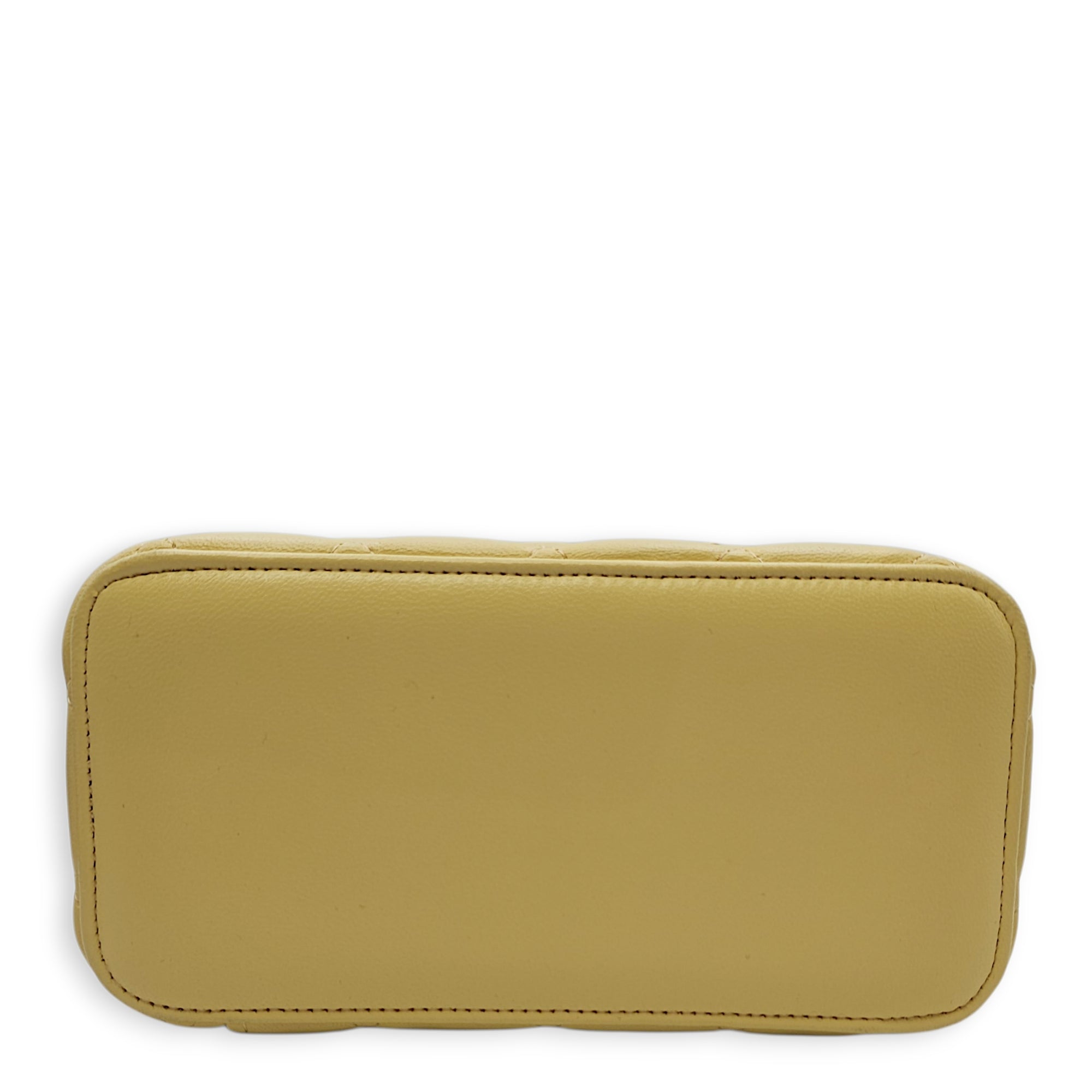 Vanity Case with Strap Yellow Crossbody Bag in Lambskin Gold hardware
