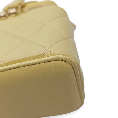Vanity Case with Strap Yellow Crossbody Bag in Lambskin Gold hardware