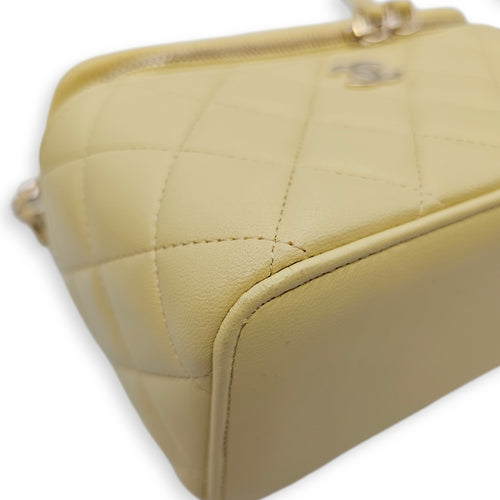 Vanity Case with Strap Yellow Crossbody Bag in Lambskin Gold hardware
