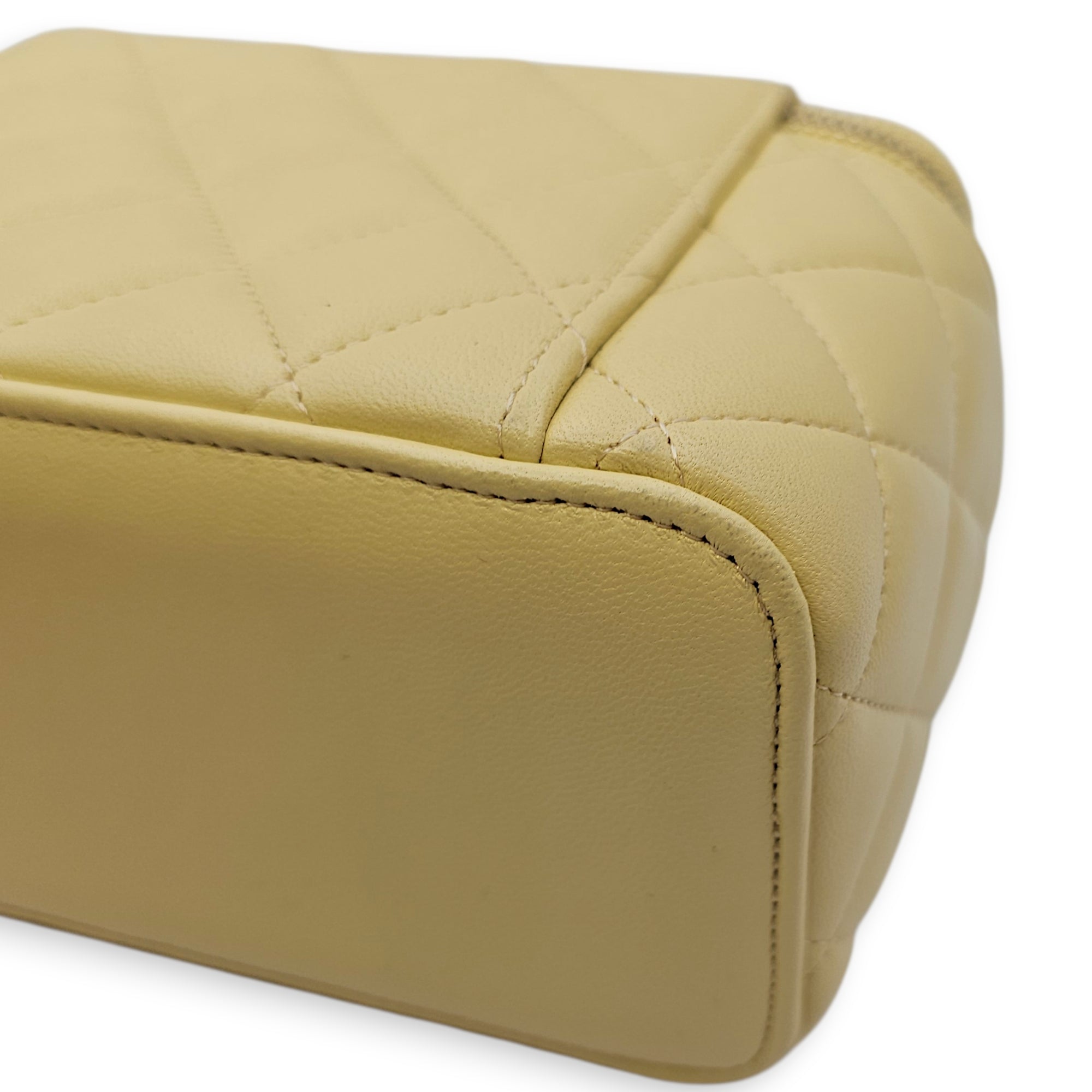 Vanity Case with Strap Yellow Crossbody Bag in Lambskin Gold hardware