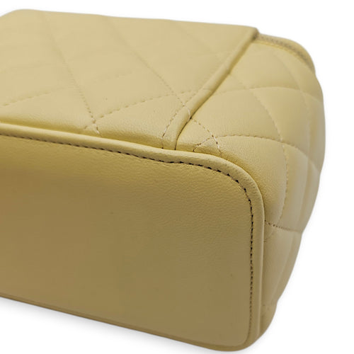 Vanity Case with Strap Yellow Crossbody Bag in Lambskin Gold hardware