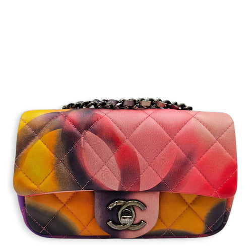 Flower Power Extra Mini Flap 16 cm Multi-colour Shoulder Bag in Lambskin Ruthenium hardware
