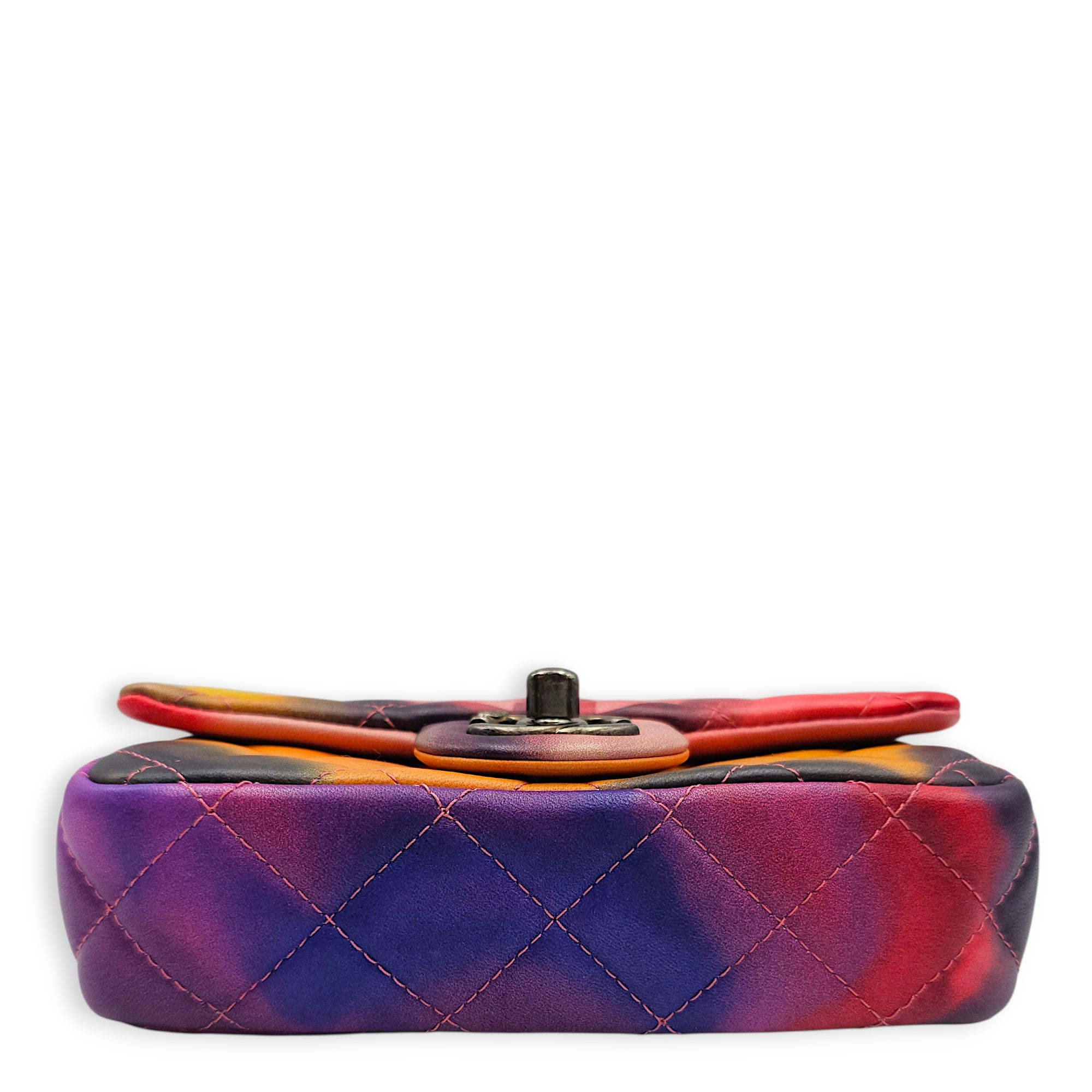 Flower Power Extra Mini Flap 16 cm Multi-colour Shoulder Bag in Lambskin Ruthenium hardware