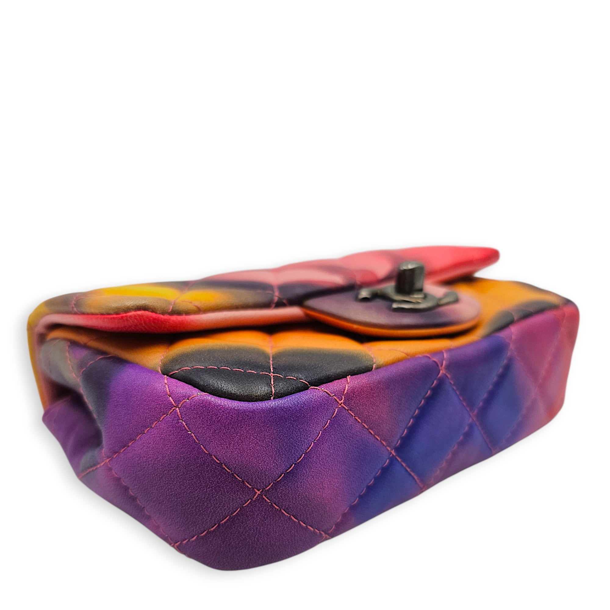 Flower Power Extra Mini Flap 16 cm Multi-colour Shoulder Bag in Lambskin Ruthenium hardware