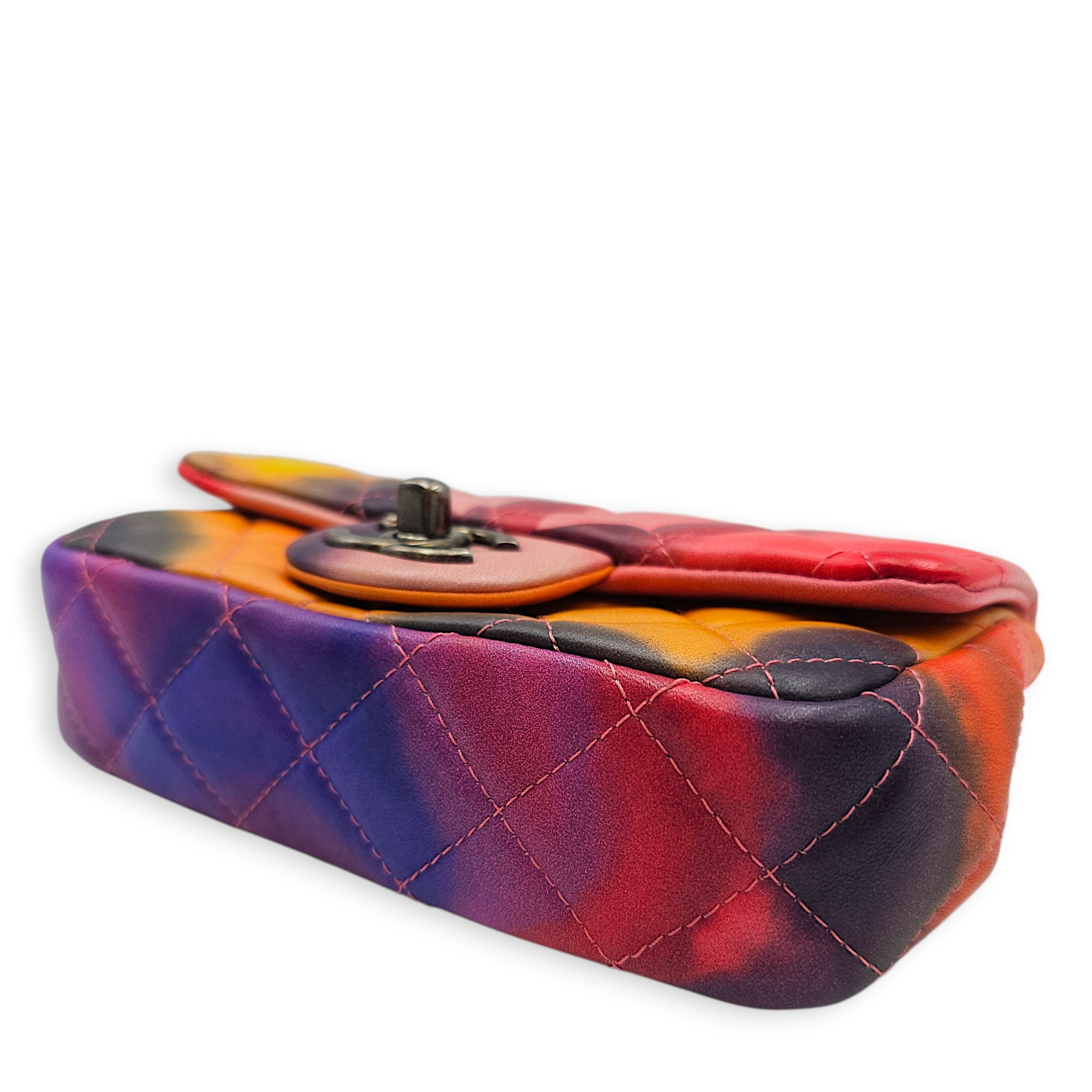 Flower Power Extra Mini Flap 16 cm Multi-colour Shoulder Bag in Lambskin Ruthenium hardware